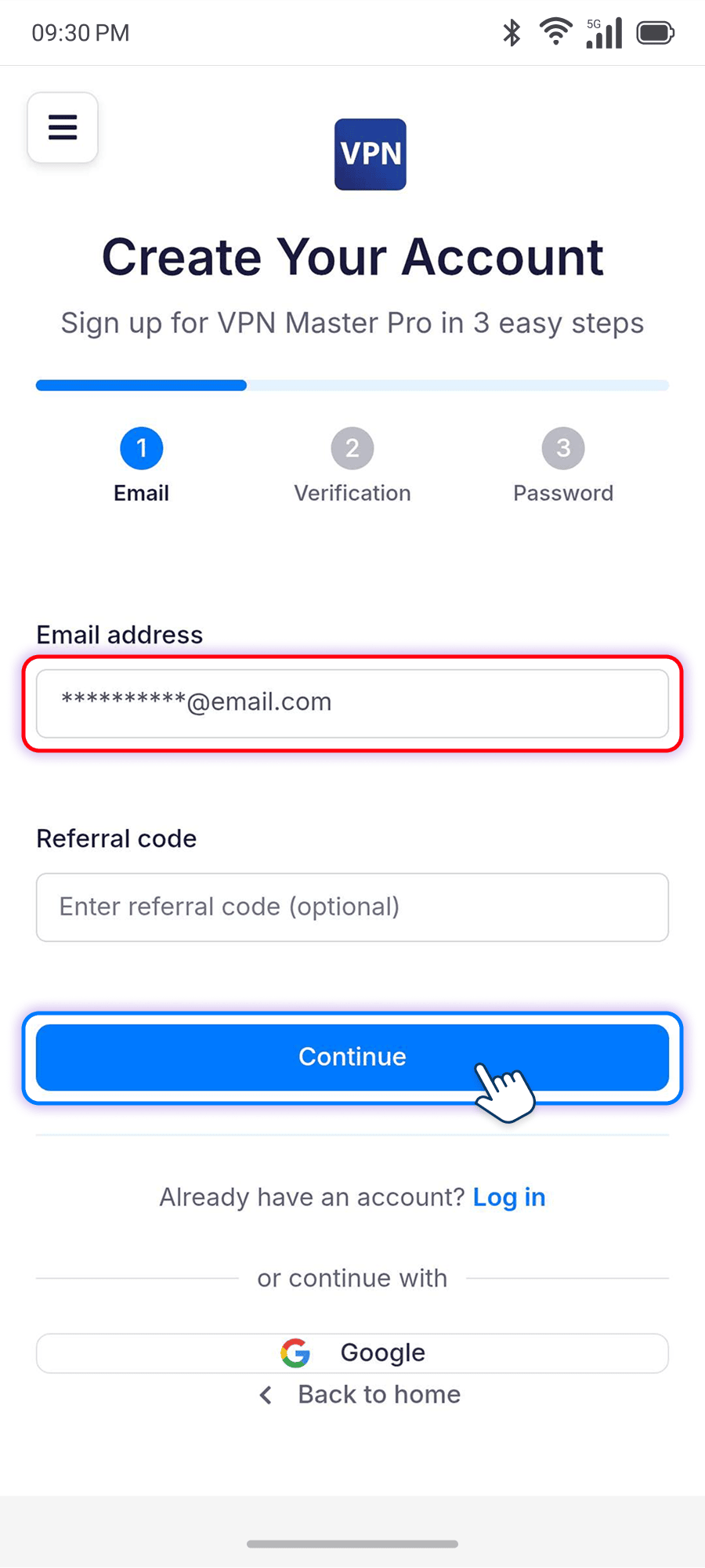 Enter email