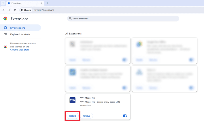 Chrome extension details