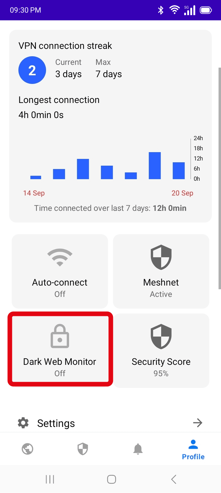 Dark Web Monitor option