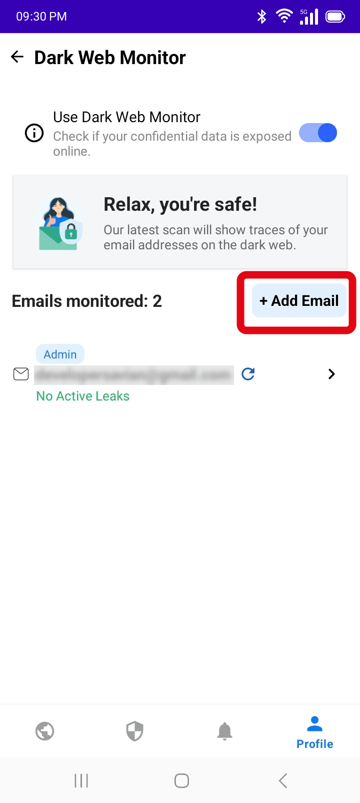 Default email being monitored