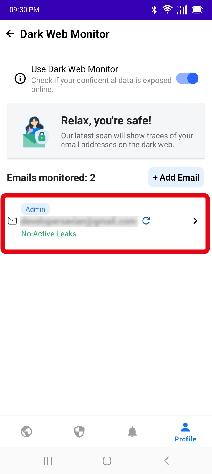 Default email being monitored