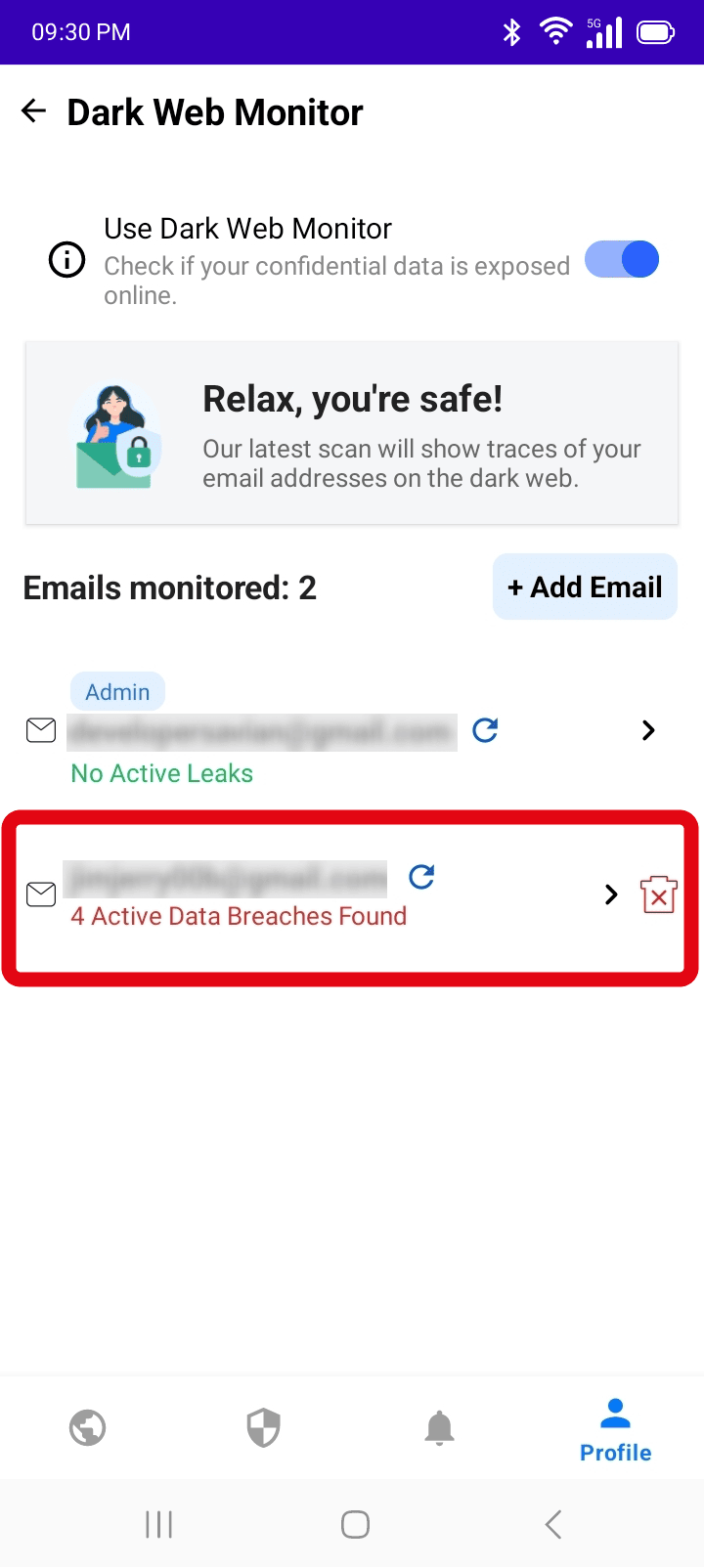 Multiple emails being monitored