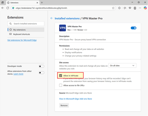 Chrome allow incognito