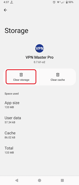 Uninstalling the app on Android