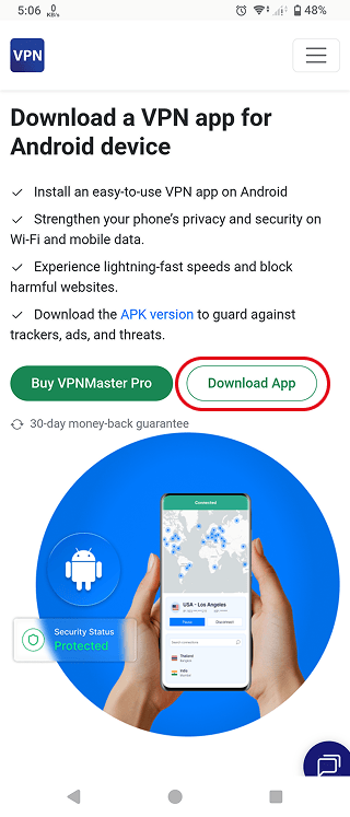 App listing in Google Play