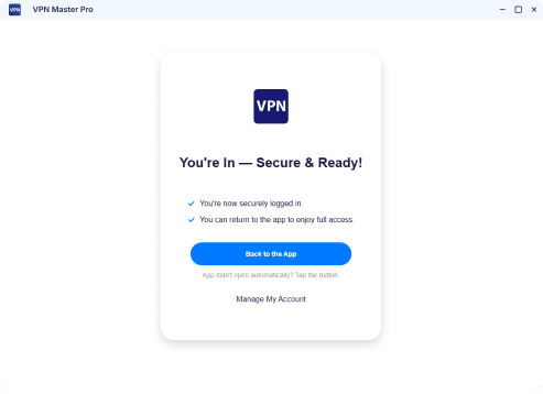 Back to app after login